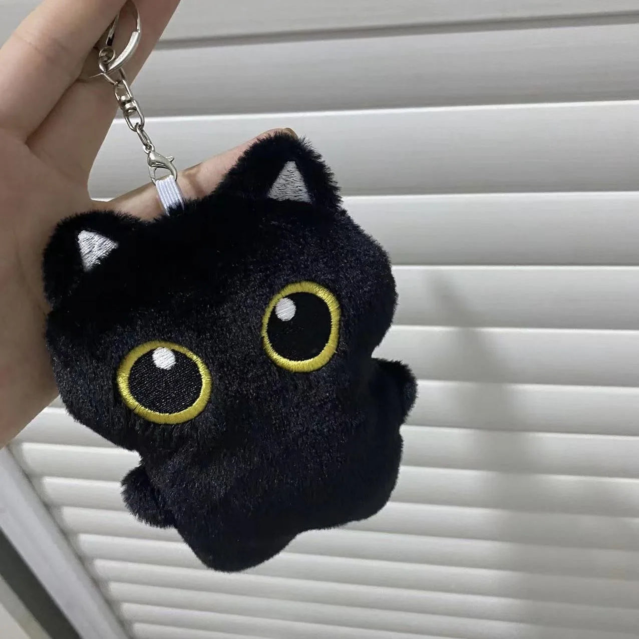 10cm Cute Black Cat plush toy Doll keychain