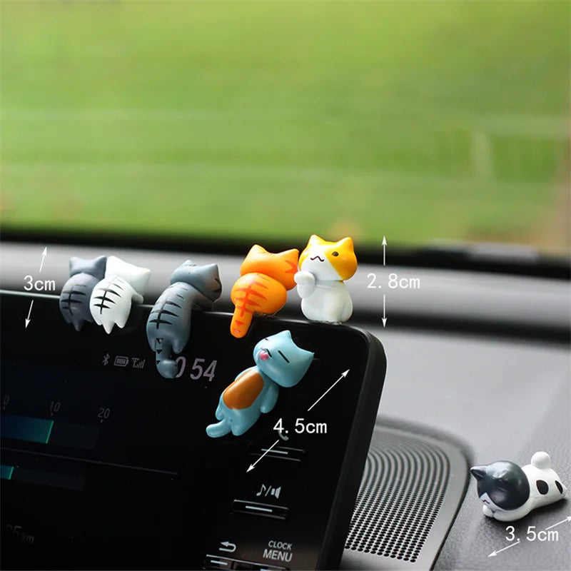 Cat Ornaments Car Dashboard Center Console Cute Resin Maneki-Neko Auto Interior DIY Decoration Accessories