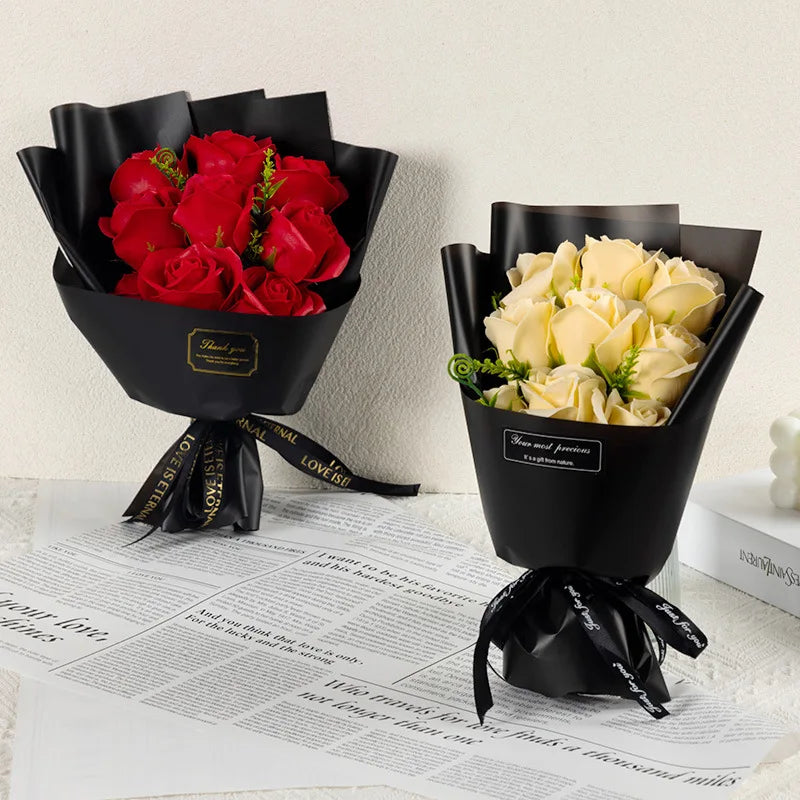 9 Heads Soap Artificial Flower Rose Bouquet
