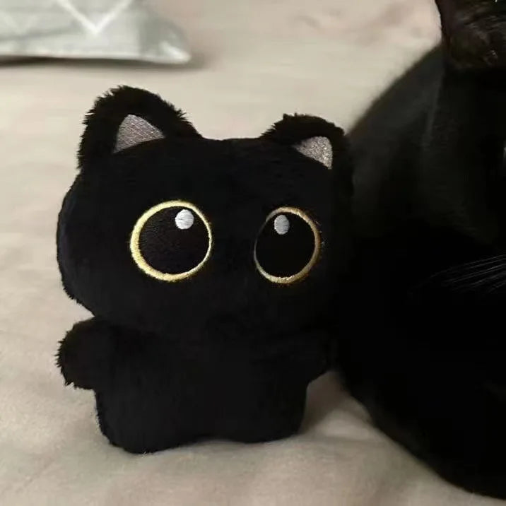 10cm Cute Black Cat plush toy Doll keychain