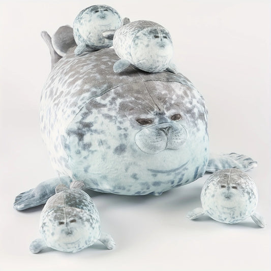 40cm Plush Blob Mother Seal Pillow with 4 little plush seals