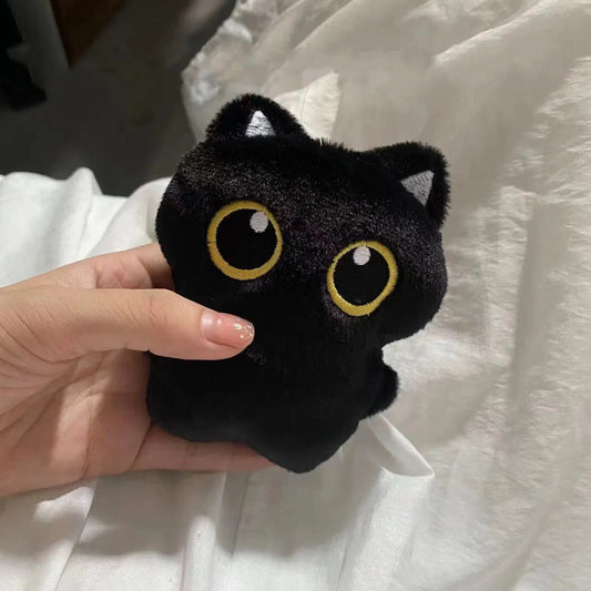 10cm Cute Black Cat plush toy Doll keychain