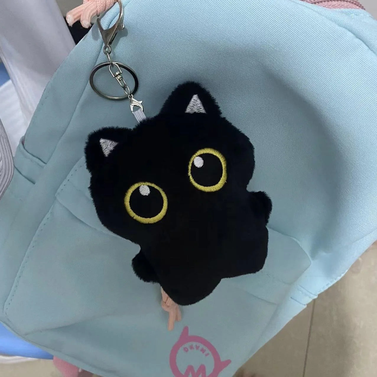 10cm Cute Black Cat plush toy Doll keychain