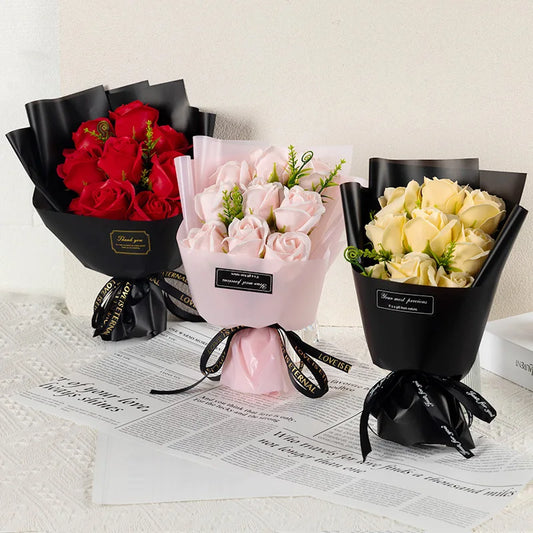 9 Heads Soap Artificial Flower Rose Bouquet