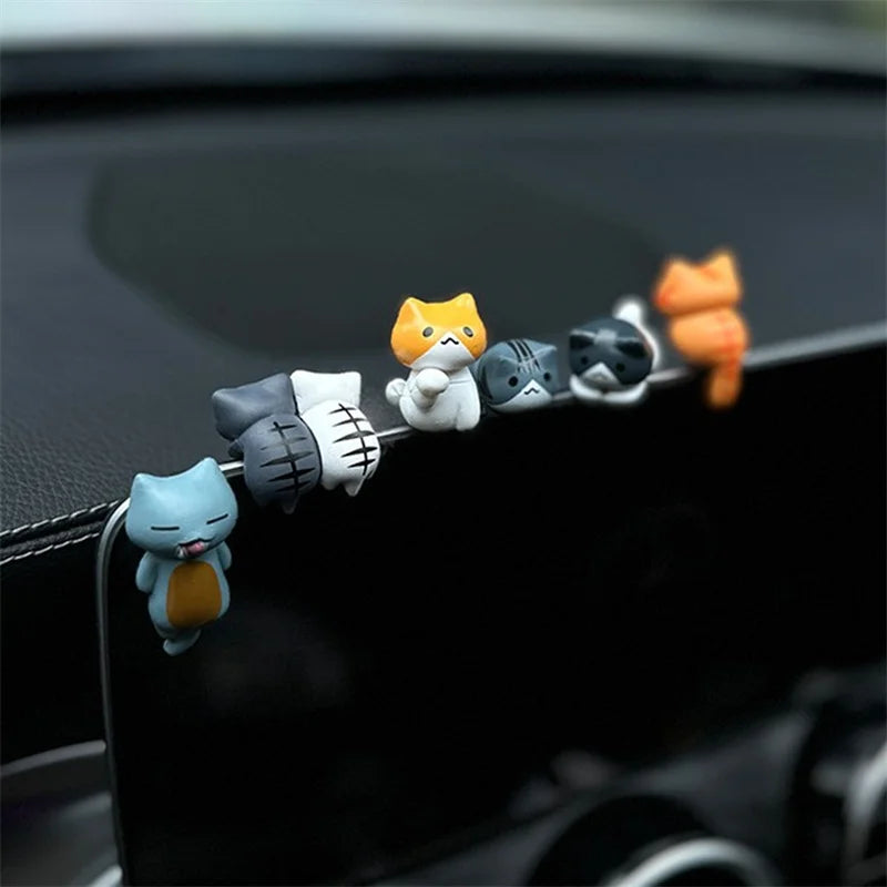 Cat Ornaments Car Dashboard Center Console Cute Resin Maneki-Neko Auto Interior DIY Decoration Accessories